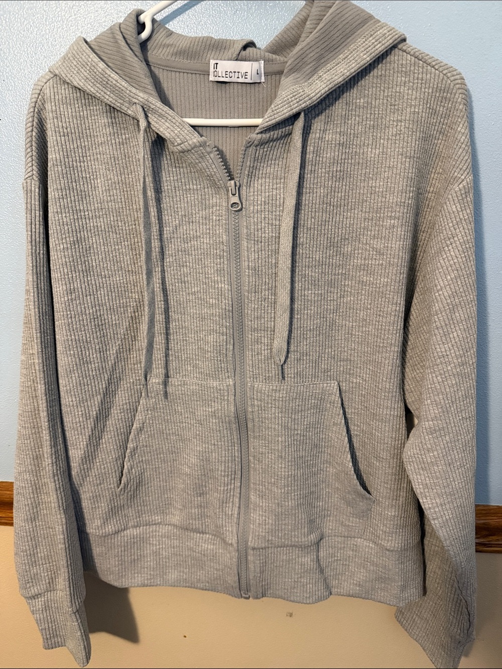 NWT Fit Collective Grey Ribbed 2-Piece Lounge Set - Size L - Picture 2 of 8